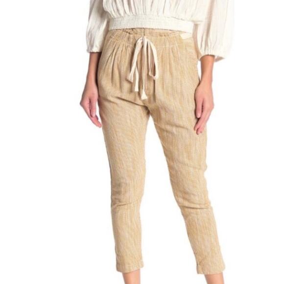 Free People Light At Sunrise Drawstring Waist Cropped Pants 2 - Picture 2 of 12